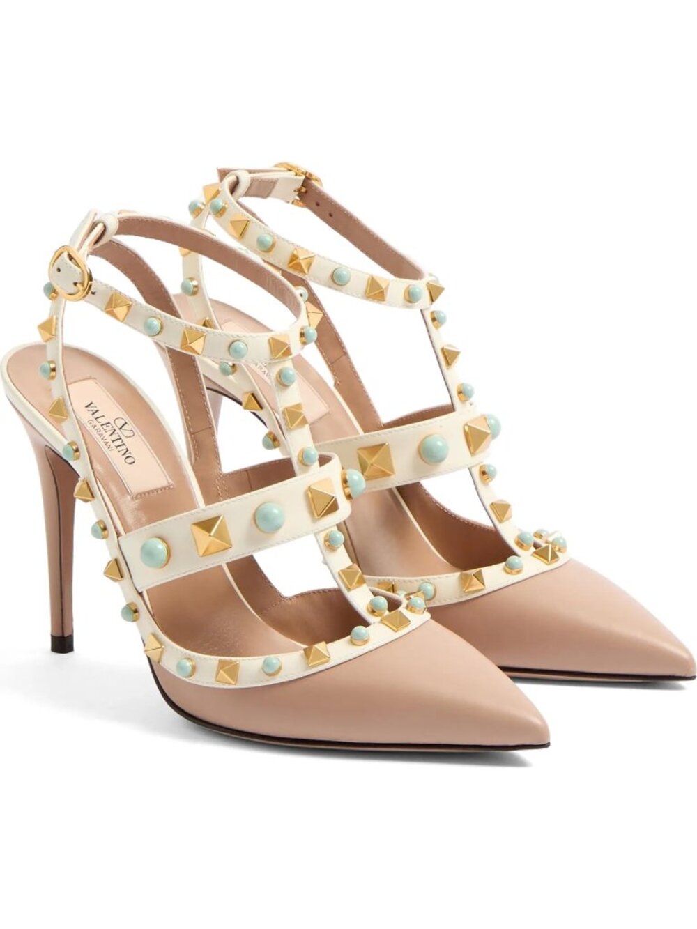 Valentino Rockstud Studded Leather Strappy Caged Sandals Heels Pumps